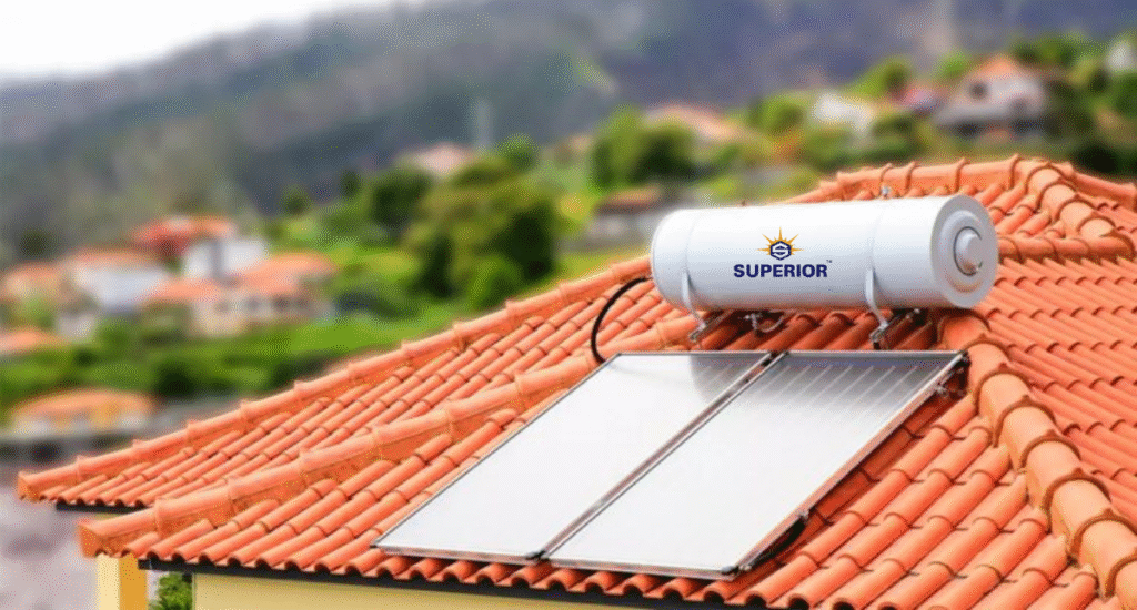 Solar water heater installation on different roof types for homes