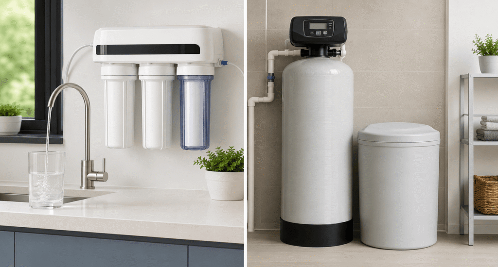 Water purifier vs water softener system for home water treatment