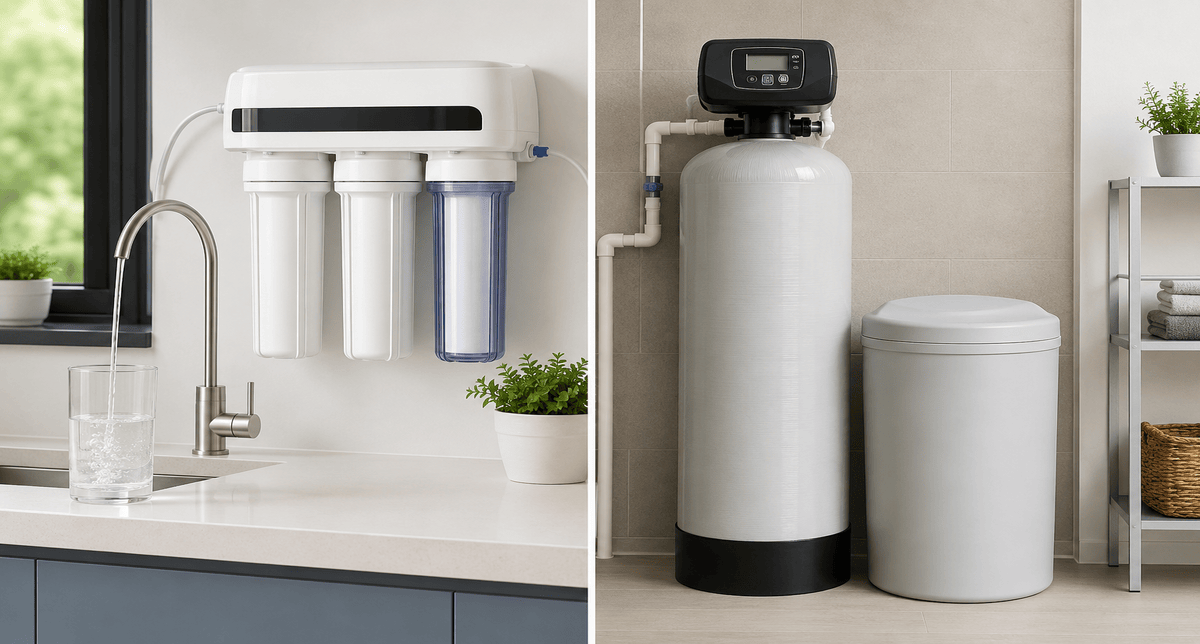 Water purifier vs water softener system for home water treatment